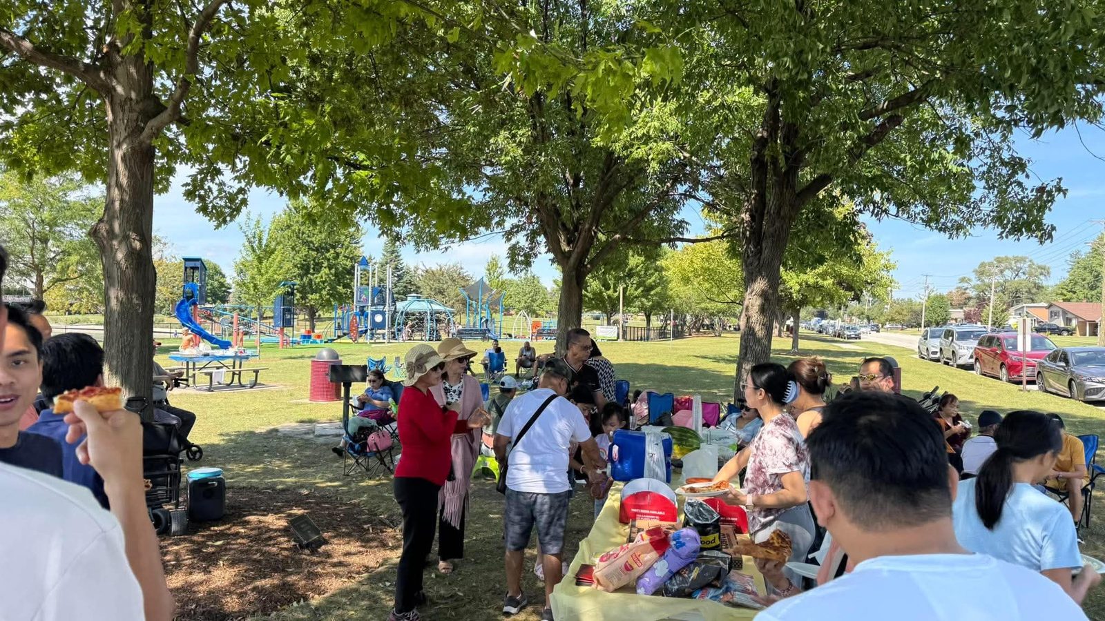 Church family fellowship at the Lake Opeka picnic pavilion